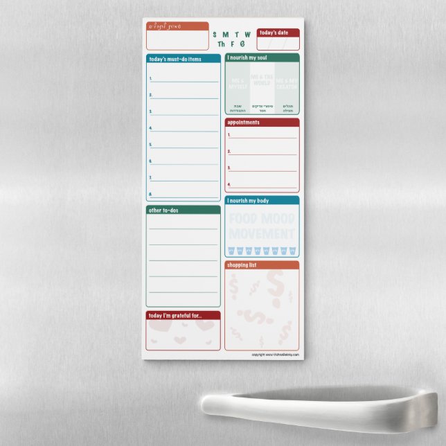 Magnetic Planner Pad 4.25x9 English/Hebrew (In Situ)