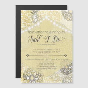 Magnetic Post Wedding Lights & Flowers Invitation by PetitePaperie at Zazzle