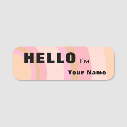 Magnetic Professional Cute Pink Hello Im  Name Tag