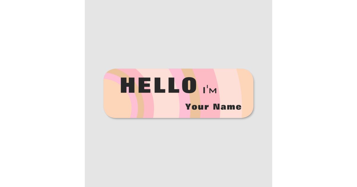 Magnetic Professional Cute Pink Hello I'M Name Tag | Zazzle