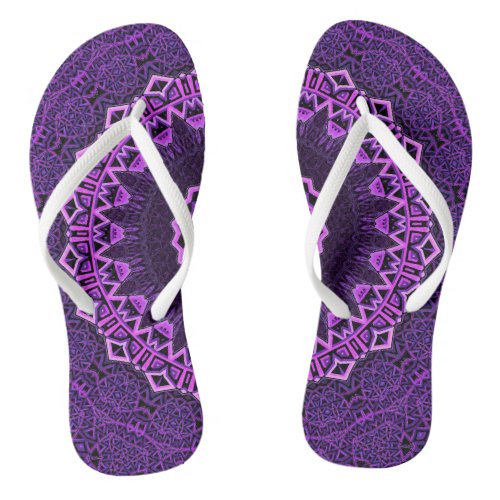 Magnetic purple mandala flip flops