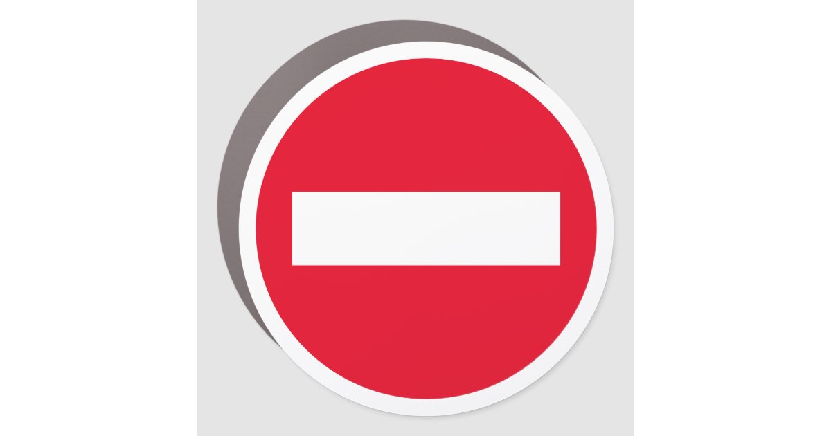 Magnetic Round Red Stop Sign Do Not Enter Symbol Zazzle Com