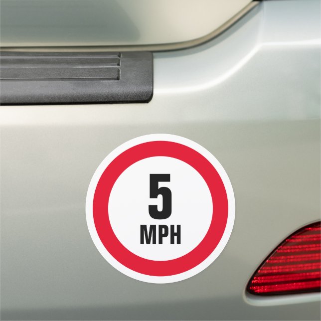 Magnetic round speed limit sign 5 mph for car park (In Situ)