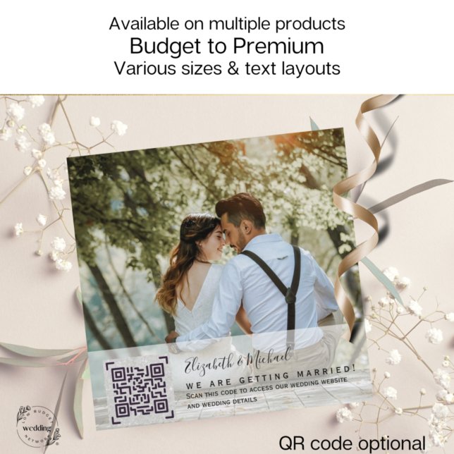 MAGNETIC RSVP QR Code PHOTO Details Wedding Card (Creator Uploaded)
