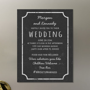 Magnetic Rustic Chalkboard Wedding Invitation
