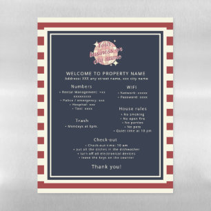 Magnetic Sheet welcome sign house rules beach