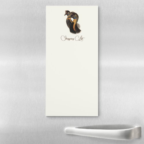 Magnetic Shopping List with vintage bird Magnetic Notepad