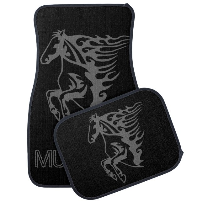 Magnetic Silver Pony Horse Stallion Steed Car Floor Mat (Set)