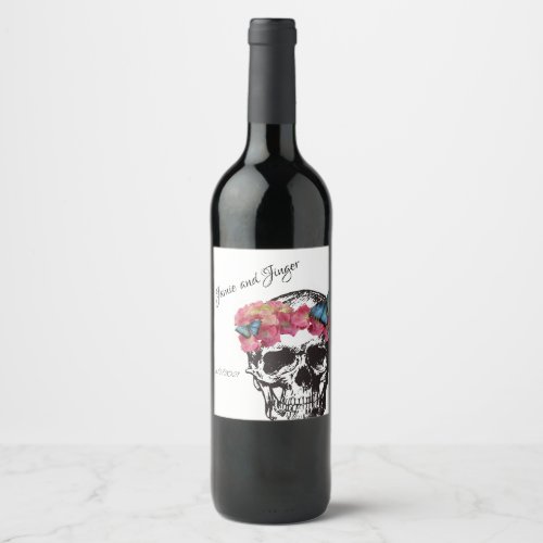 Magnetic Skull Wedding Reminder Cards Wine Label