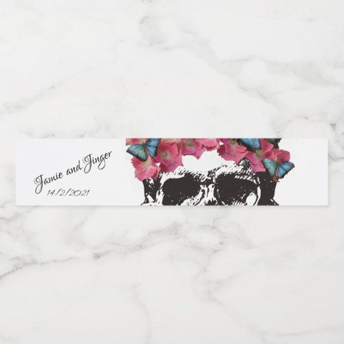 Magnetic Skull Wedding Water Bottle Label