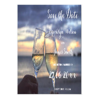 Magnetic Sunset On The Beach Wedding Save The Date Magnetic Invitation