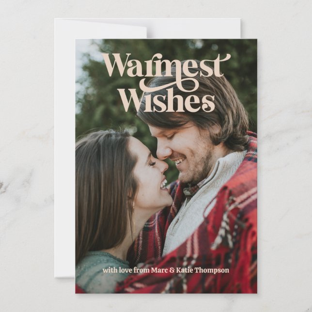 Magnetic Warmest Wishes Photo Holiday Card (Front)