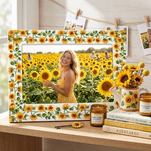 Magnetic Watercolor Sunflower Picture Frame