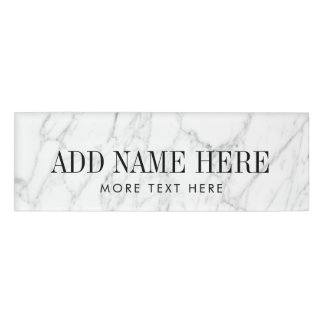 Magnetic white marble name tags with custom name