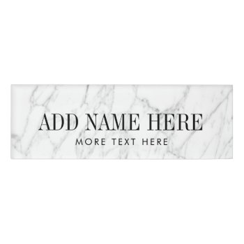 Magnetic White Marble Name Tags With Custom Name by backgroundpatterns at Zazzle