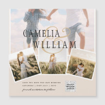 MAGNETICChampagne Blush PHOTO Save the Date QRcode