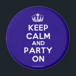 Magnets<br><div class="desc">Based on the original Keep Calm and ... poster this cream and blue Keep Calm and Party On Magnet features a custom designed font that matches the original closely.</div>