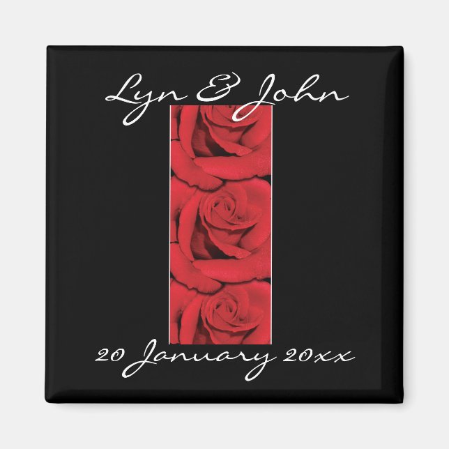 Magnets - elegant black and red roses (Front)
