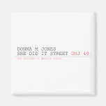 DoNNA M JONES  She DiD It Street  Magnets (more shapes)