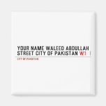 Your Name waleed abdullah Street city of pakistan  Magnets (more shapes)
