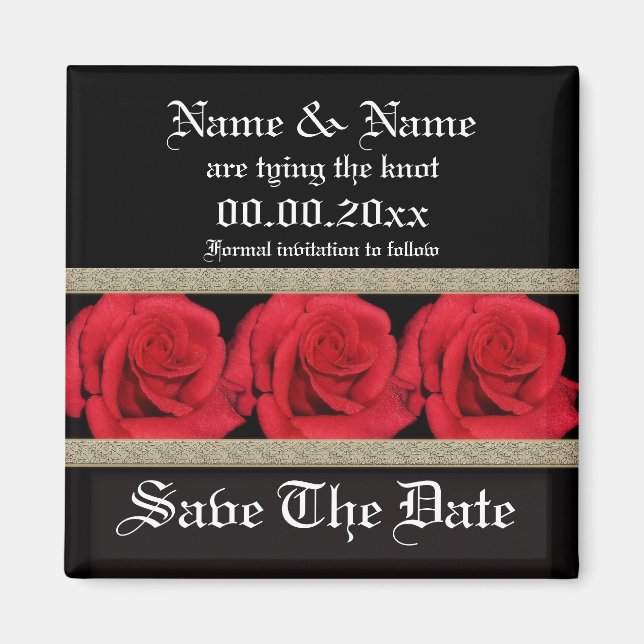Magnets template - customizable red roses (Front)