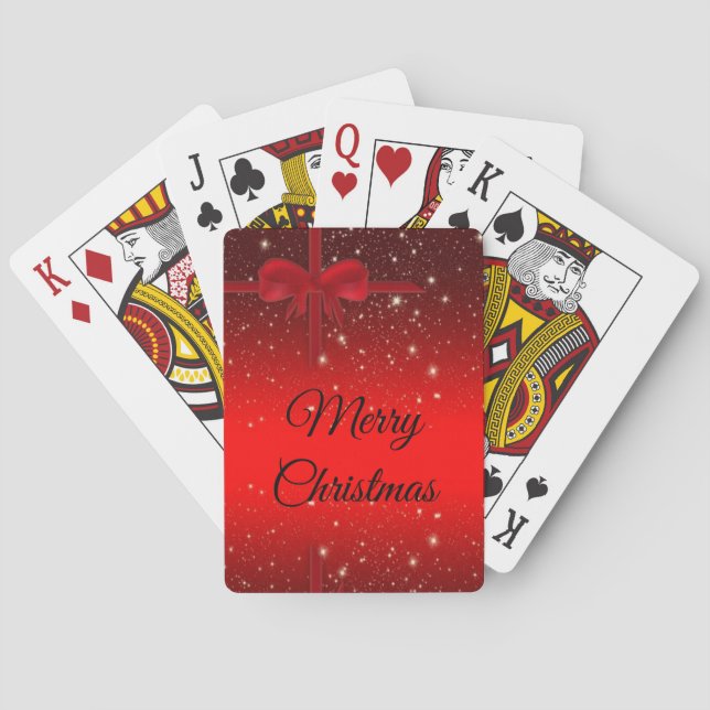 Magnificent Beautiful Christmas Red Bow Poker Cards (Back)