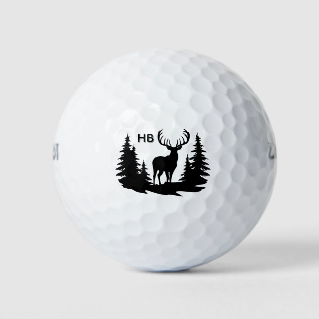 Magnificent Big Racked Buck  Monogram Golf Balls (Front)
