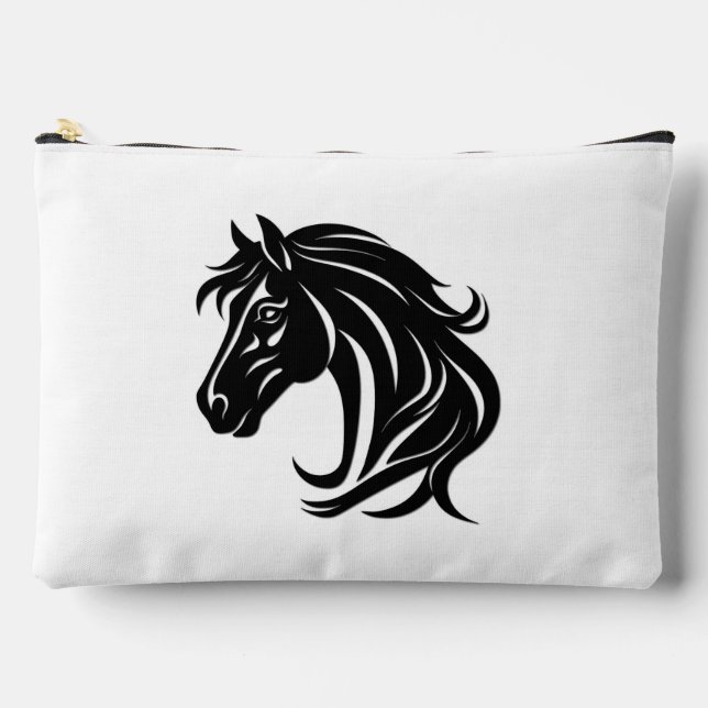 Magnificent Black Horse Head   Accessory Pouch (Front)