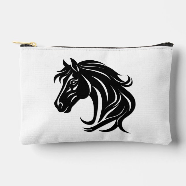 Magnificent Black Horse Head   Accessory Pouch (Front)