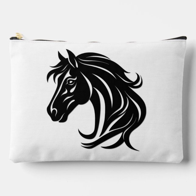 Magnificent Black Horse Head   Accessory Pouch (Front)