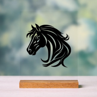 Magnificent Black Horse Head   Acrylic Sign