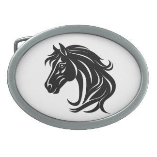 Magnificent Black Horse Head   Belt Buckle