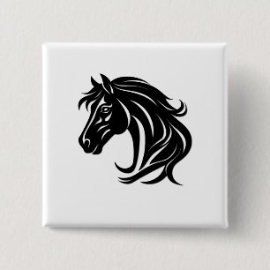 Magnificent Black Horse Head Button