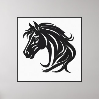 Magnificent Black Horse Head   Canvas Print
