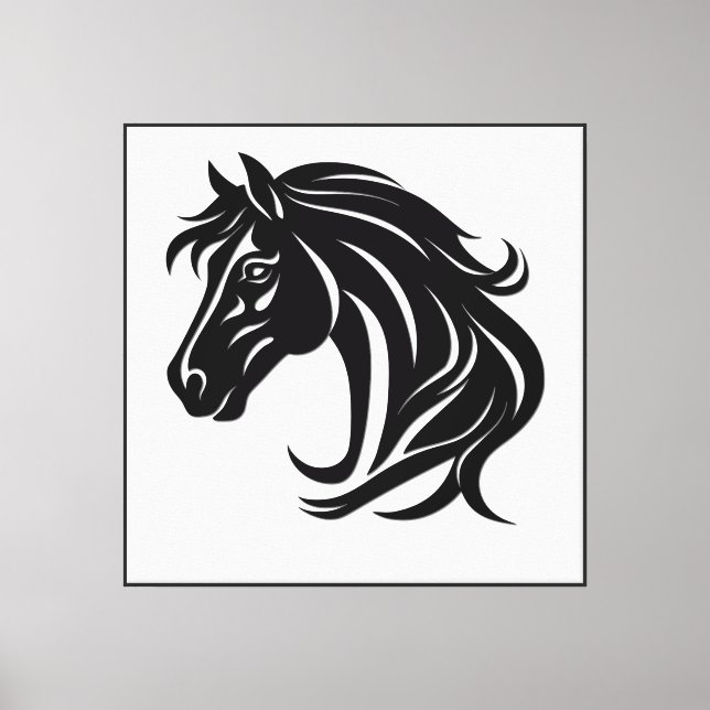 Magnificent Black Horse Head   Canvas Print (Front)