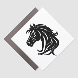 Magnificent Black Horse Head Car Magnet