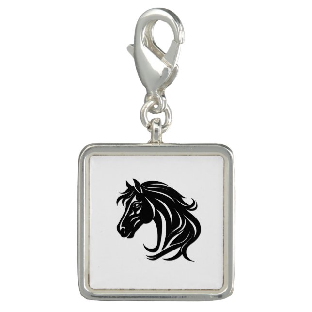Magnificent Black Horse Head   Charm (Front)