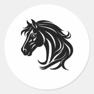 Magnificent Black Horse Head   Classic Round Sticker