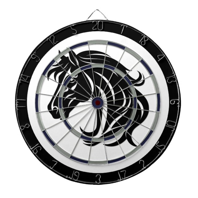 Magnificent Black Horse Head   Dart Board (Front)