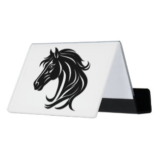 Magnificent Black Horse Head Desk Business Card Holder