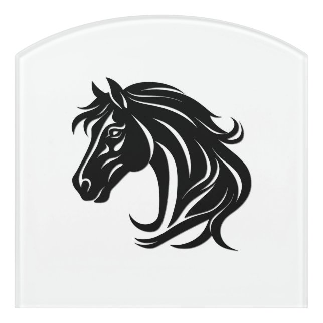 Magnificent Black Horse Head   Door Sign (Contour Front)
