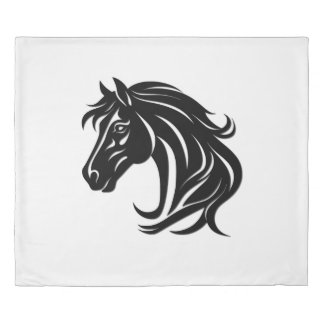 Magnificent Black Horse Head Duvet Cover
