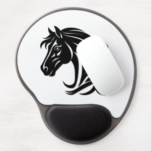 Magnificent Black Horse Head Gel Mouse Pad