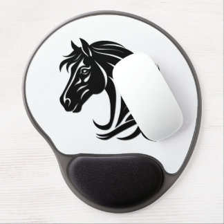 Magnificent Black Horse Head   Gel Mouse Pad