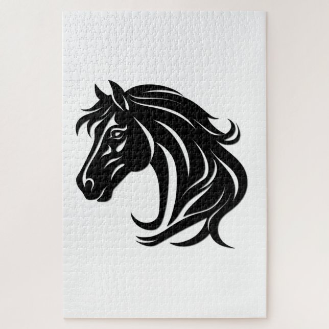 Magnificent Black Horse Head   Jigsaw Puzzle (Vertical)