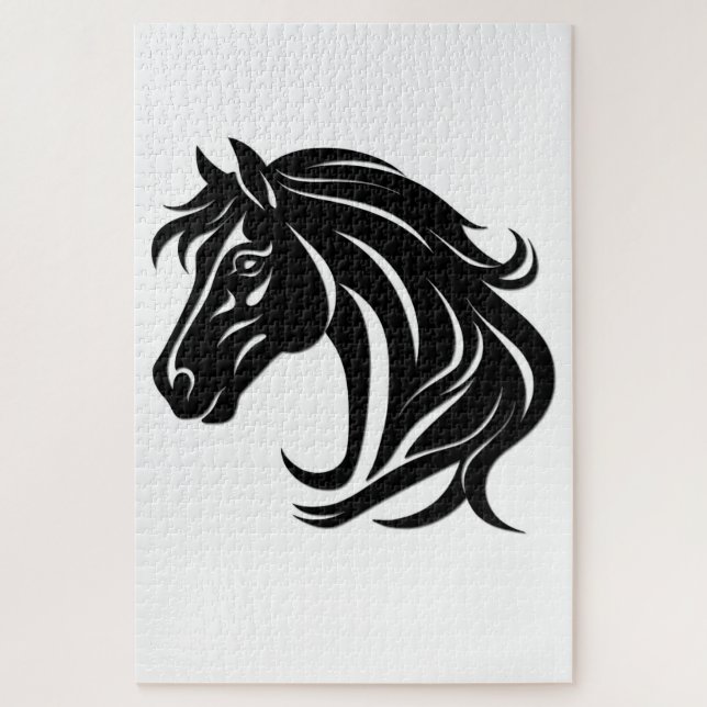 Magnificent Black Horse Head   Jigsaw Puzzle (Vertical)