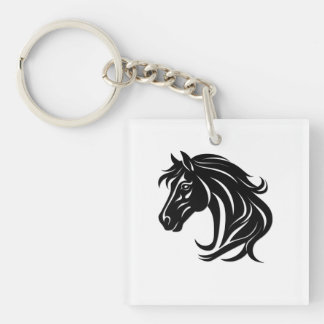 Magnificent Black Horse Head Keychain