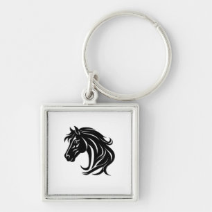 Magnificent Black Horse Head Keychain