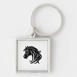 Magnificent Black Horse Head   Keychain