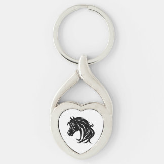 Magnificent Black Horse Head   Keychain